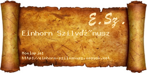 Einhorn Szilvánusz névjegykártya